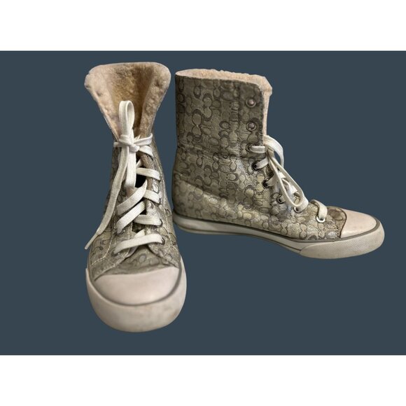 Coach Bonney Shearling Lined Hi Top sneakers Size 6B - Picture 1 of 10